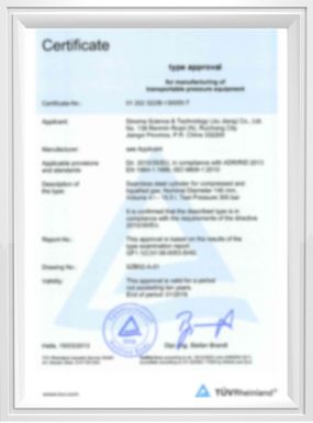 Cylinder TUV Certificate